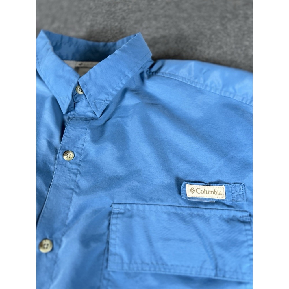 Columbia PFG Long Sleeve Fishing Shirt Mens Xl Light Blue Vented Button Up